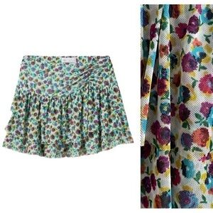 Zara Colorful Floral Print Ruffle Skirt